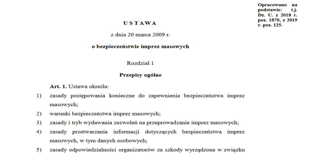Ustawa o bezpieczeństwie imprez masowych