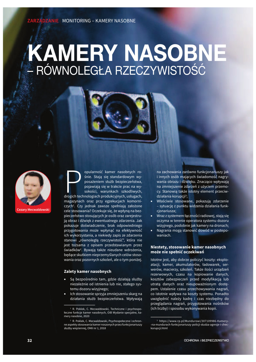„Kamery nasobne – równoległa rzeczywistość”, Cezary Mecwaldowski, „Ochrona i Bezpieczeństwo” nr 03/2021