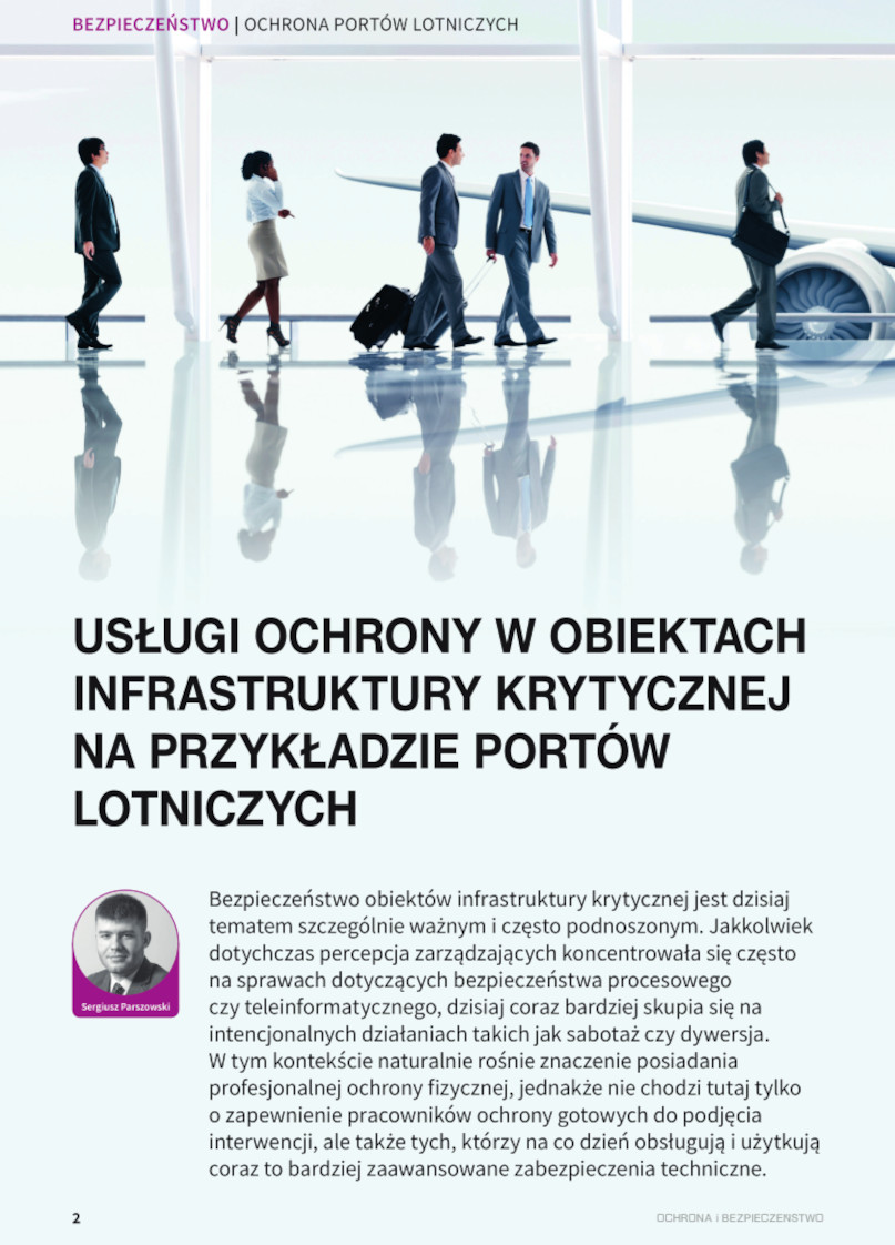 „Usługi ochrony infrastruktury krytycznej na przykładzie portów lotniczych”, Sergiusz Parszowski, „Ochrona i Bezpieczeństwo” nr 2/2023